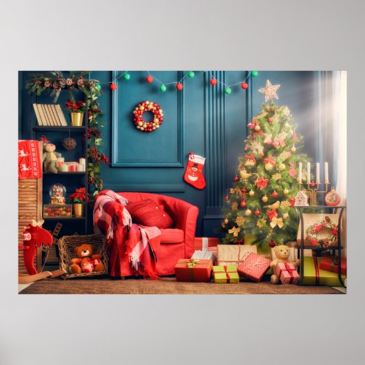 Vrolijk kerstfeest en Prettige feestdagen! Een moo Poster (Voorkant)