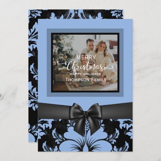 Vrolijk kerstfeest en prettige feestdagen, zwarte  kaart (Voorkant / Achterkant)