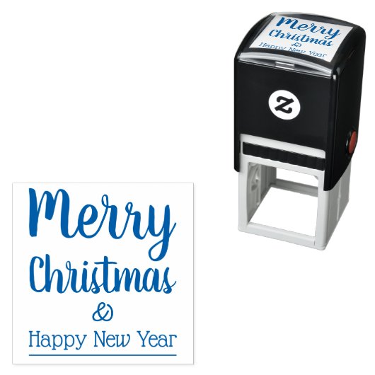 Vrolijk kerstfeest en prettige nieuwjaarstypografi  zelfinktende stempel (In situ)
