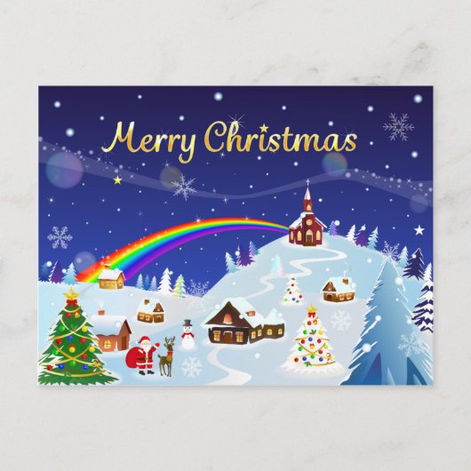 Vrolijk kerstfeest en regenboogkerstman briefkaart (Voorkant)