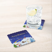 Vrolijk kerstfeest en regenboogkerstman kartonnen onderzetters (Insitu)