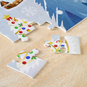 Vrolijk kerstfeest en regenboogkerstman legpuzzel (Zijkant)