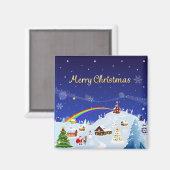 Vrolijk kerstfeest en regenboogkerstman magneet (Voorkant / Achterkant)