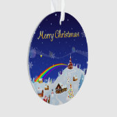 Vrolijk kerstfeest en regenboogkerstman ornament (voorkant)
