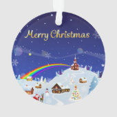 Vrolijk kerstfeest en regenboogkerstman ornament (achterkant)