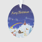 Vrolijk kerstfeest en regenboogkerstman ornament (voorkant)