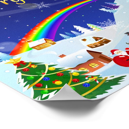 Vrolijk kerstfeest en regenboogkerstman poster (Hoek)