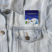 Vrolijk kerstfeest en regenboogkerstman vierkante button 5,1 cm (In situ)