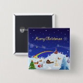 Vrolijk kerstfeest en regenboogkerstman vierkante button 5,1 cm (Voorkant /achterkant)