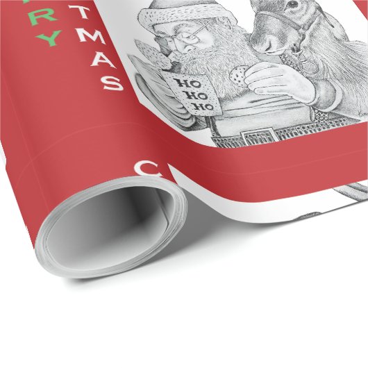 Vrolijk kerstfeest en rendier cadeaupapier (Rol Hoek)