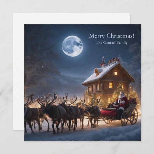 Vrolijk kerstfeest en rendier feestdagenkaart (Voorkant / Achterkant)