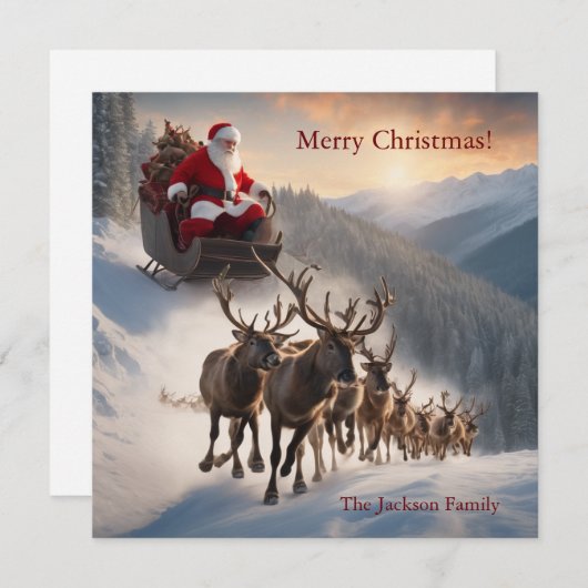 Vrolijk kerstfeest en rendier feestdagenkaart (Voorkant / Achterkant)