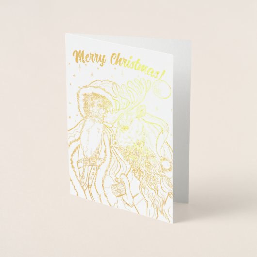 Vrolijk kerstfeest en rendier folie kaarten (Voorkant)