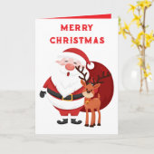 Vrolijk kerstfeest en rendier kaart (Gele Bloem)