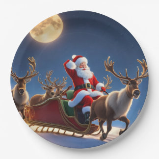Vrolijk kerstfeest en rendier papieren bordje
