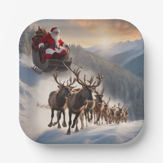 Vrolijk kerstfeest en rendier papieren bordje (Voorkant)