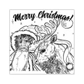 Vrolijk kerstfeest en rendier rubberstempel (Afrduk)