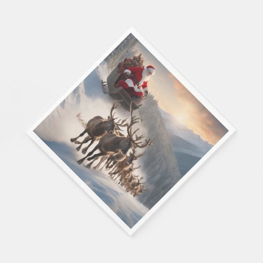Vrolijk kerstfeest en rendier servet (Hoek)
