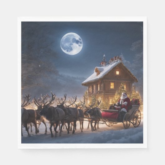 Vrolijk kerstfeest en rendier servet (Voorkant)