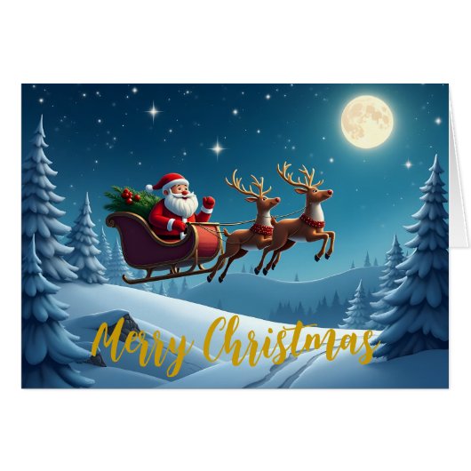 Vrolijk kerstfeest en rendierkaart (Voorkant Horizontaal)