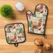 Vrolijk kerstfeest en Seizoenen Ovenwant & Pannenlap Set (Top down)