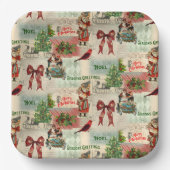 Vrolijk kerstfeest en Seizoenen Papieren Bordje (Voorkant)