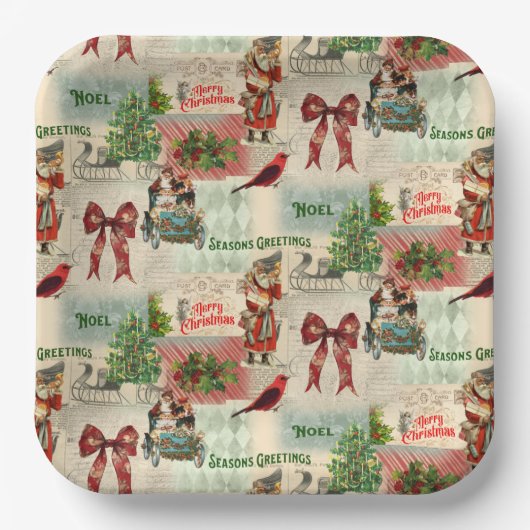 Vrolijk kerstfeest en Seizoenen Papieren Bordje (Voorkant)