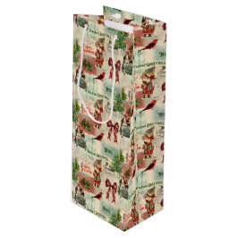 Vrolijk kerstfeest en Seizoenen Vintage Wijn Cadeautas