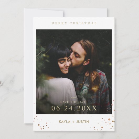 Vrolijk kerstfeest en sla de datum op kaart (Voorkant)