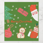 Vrolijk kerstfeest en sneeuwvlokken wijn etiket (Enkel label)