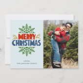 Vrolijk kerstfeest en Snowflake-fotokaart Kaart (Voorkant)