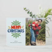 Vrolijk kerstfeest en Snowflake-fotokaart Kaart (Staand voorkant)