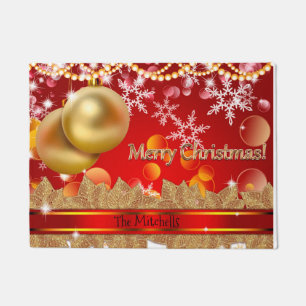 Vrolijk kerstfeest en snowflakes deurmat