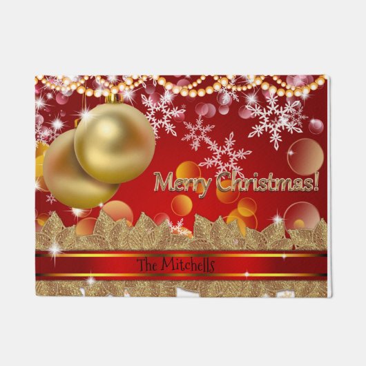 Vrolijk kerstfeest en snowflakes deurmat (Voorkant)