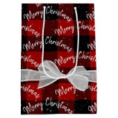 Vrolijk kerstfeest en snowflakes op speldenstang medium cadeauzakje (Achterkant)