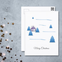 Vrolijk kerstfeest en Snowy Landscape Briefkaart