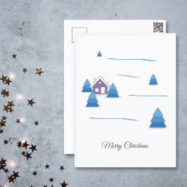 Vrolijk kerstfeest en Snowy Landscape Briefkaart