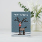 Vrolijk kerstfeest en stress met Rudolph Briefkaart (Staand voorkant)