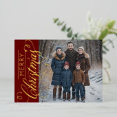 Vrolijk kerstfeest en uw foto folie feestdagenkaart (Staand Voorkant)
