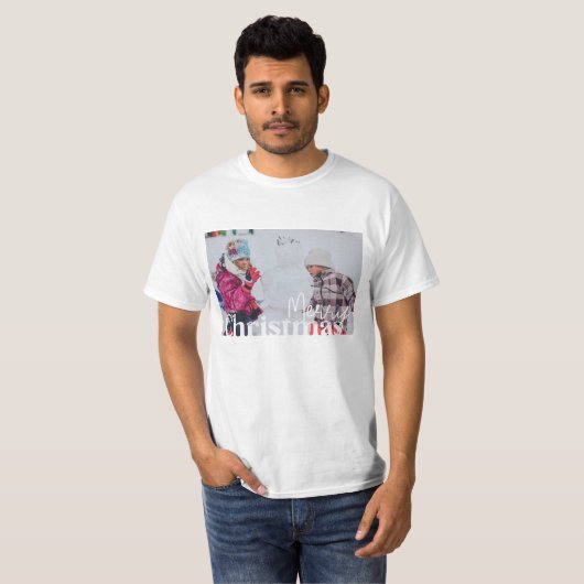 Vrolijk kerstfeest en uw foto t-shirt (Voorkant volledig)