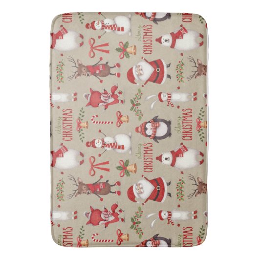 Vrolijk kerstfeest en vrienden badmat (Voorkant Verticaal)