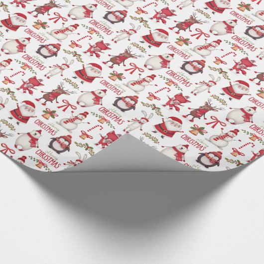 Vrolijk kerstfeest en vrienden cadeaupapier (Hoek)