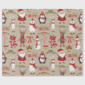 Vrolijk kerstfeest en vrienden cadeaupapier (Vlak)