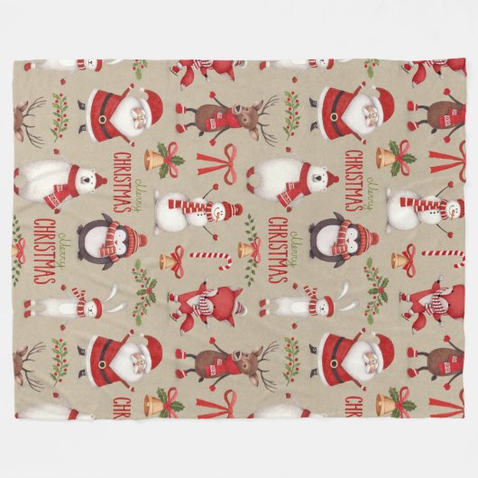 Vrolijk kerstfeest en vrienden fleece deken (Voorkant (Horizontaal))