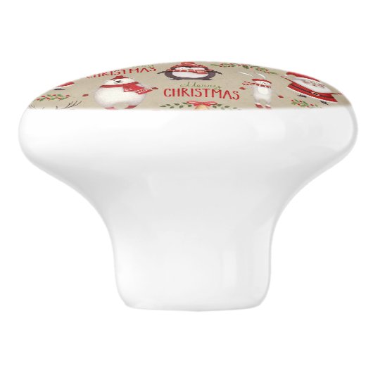 Vrolijk kerstfeest en vrienden keramische knop (Zijkant)