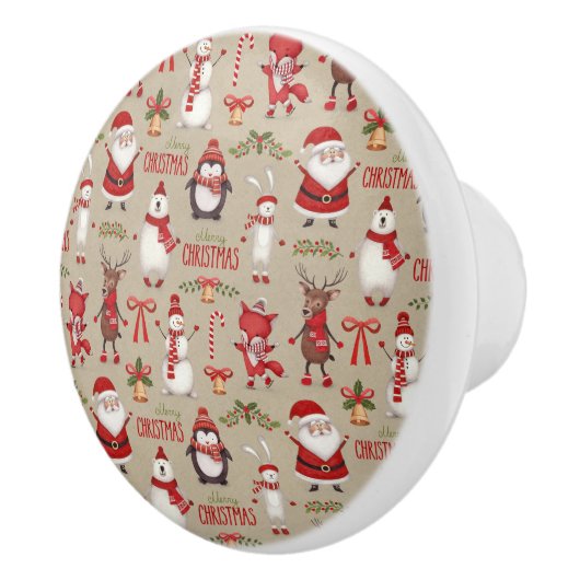 Vrolijk kerstfeest en vrienden keramische knop (Rechts)