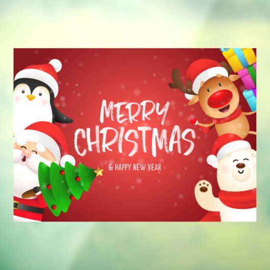 Vrolijk kerstfeest en vrienden raamsticker (Vel 3)