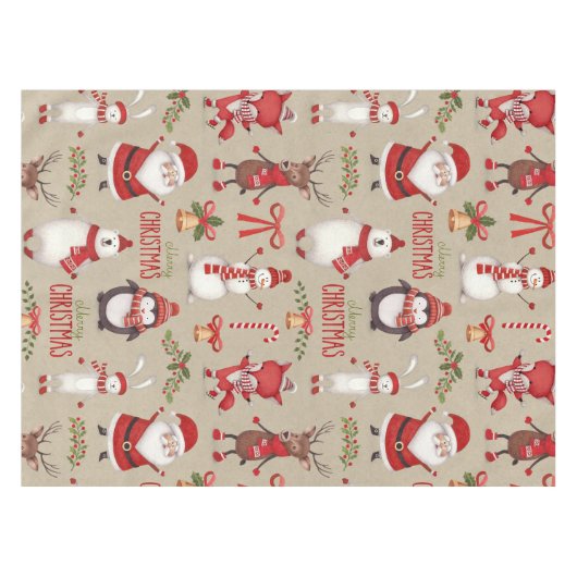 Vrolijk kerstfeest en vrienden tafelkleed (Voorkant (Horizontaal))