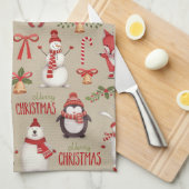 Vrolijk kerstfeest en vrienden theedoek (Quarter Fold)