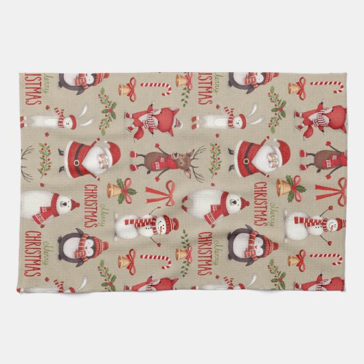 Vrolijk kerstfeest en vrienden theedoek (Horizontaal)